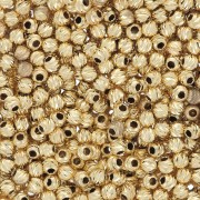 Cuentas redondas estriadas con acabado de diamante, 2 mm - Plata 925 dorada, 50 unidades