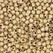 Cuentas redondas estriadas con acabado de diamante, 2 mm - Plata 925 dorada, 50 unidades
