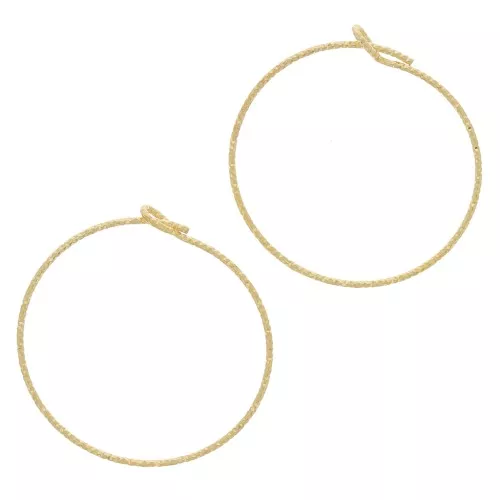 Pendientes de aro 25x0,8 mm - Plata 925 Dorada con oro fino x2