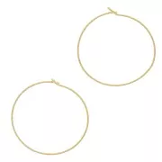 Pendientes de aro con hilo diamantado 30x0,8 mm - Plata 925 Dorado con oro fino x2