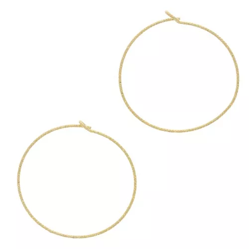Pendientes de aro con hilo diamantado 30x0,8 mm - Plata 925 Dorado con oro fino x2