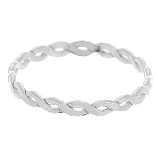 Anillo trenzado fino - efecto olas - Talla 51 - Plata 925 x1