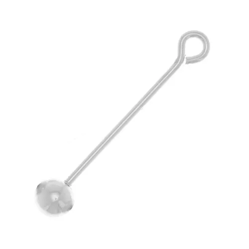 Clavo de cabeza redonda 17x0,6 mm con bola desenroscable - Plata 925 x1