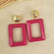 Colgante rectangular de resina opaca 45x35 mm - Terracota x1