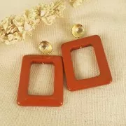 Colgante rectangular de resina opaca 45x35 mm - Terracota x1