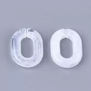 Eslabón acrílico ovalado 24x18 mm - Transparente jaspeado - Blanco x1