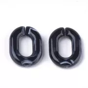 Eslabón acrílico ovalado 24x18 mm - Negro jaspeado - Blanco x1