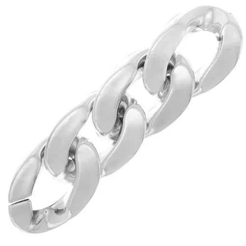 Eslabón ovalado de plástico trenzado 30x21 mm - Plateado x1