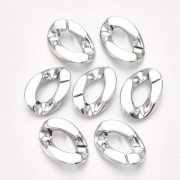 Eslabón ovalado de plástico trenzado 30x21 mm - Plateado x1