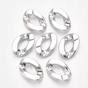 Eslabón ovalado de plástico trenzado 30x21 mm - Plateado x1