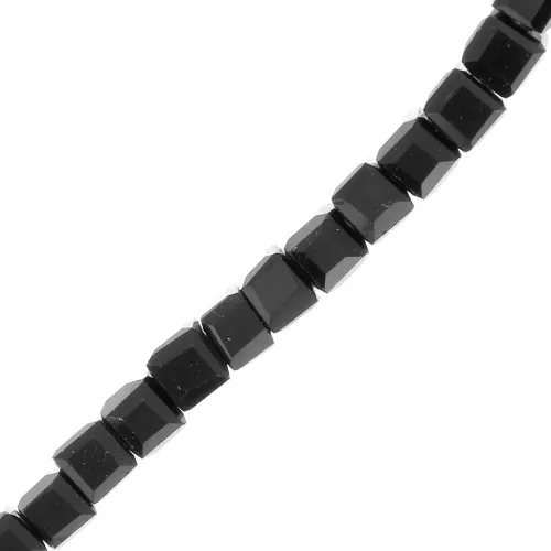 Cuentas de vidrio en forma de cubo facetado de 2,5 mm - Negro x23cm
