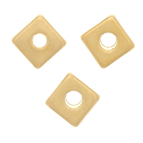 Cuentas rondelle cuadradas - Heishi - 4 mm - Chapado en dorado x10