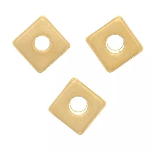 Cuentas rondelle cuadradas - Heishi - 4 mm - Chapado en dorado x10