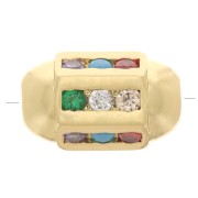 Cuenta de tubo hexagonal con  óxido de zirconio 12x7 mm - Dorado - Multicolor x1|raw }}