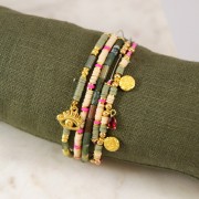 Mini dije gota con  óxido de zirconio 9x4 mm - Dorado - Fucsia x1