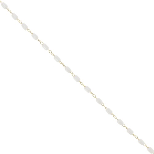Cadena con perlas de agua dulce de imitación de 3 mm - Dorado - Blanco x1m