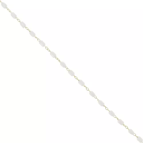 Cadena con perlas de agua dulce de imitación de 3 mm - Dorado - Blanco x1m
