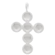 Colgante cruz 25x15 mm para 6 cabujones fondo plano 4 mm - Plata 925 x1|raw }}