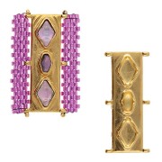 Cymbal Conector de cuentas Delica 11/0 31x14 mm Gerakari - Dorado con oro fino x1