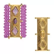 Cymbal Conector de cuentas Delica 11/0 31x14 mm Gerakari - Dorado con oro fino x1