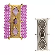 Cymbal - Conector de cuentas Delica 11/0 31x14 mm Gerakari - Plata antigua