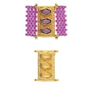 Cymbal - Conector de cuentas Delica 11/0 18x14 mm Korakas - Dorado x1