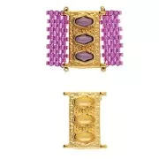 Cymbal - Conector de cuentas Delica 11/0 18x14 mm Korakas - Dorado x1