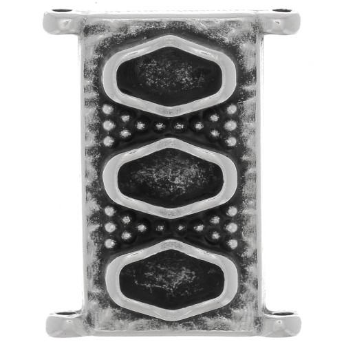 Cymbal - Conector de cuentas Delica 11/0 18x14 mm Korakas - Plata Antigua x1