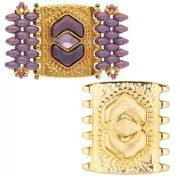 Cymbal - Conector de perlas SuperDuo 24x23 mm Pitrofos - Dorado con oro fino x1