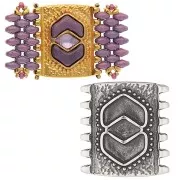 Cymbal - Conector de cuentas Pitrofos SuperDuo 24x23 mm - Plata antigua x1