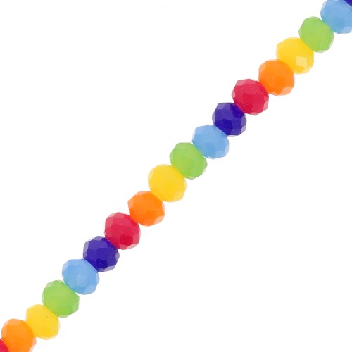 Cuentas redondas facetadas - redondas aplanadas de 3 x 2,5 mm - Multicolor x 43 cm