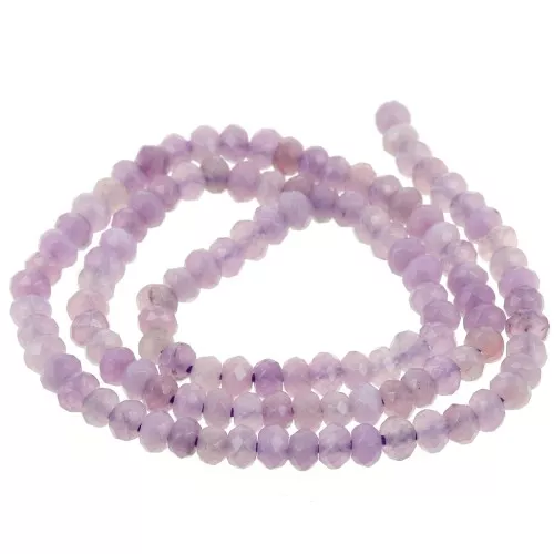Cuenta redonda aplanada facetada 4.5x3mm piedra preciosa teñida Cuarzo parma x35cm