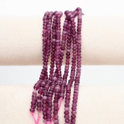 Cuentas redondas aplanadas y facetadas de 4,5 x 3 mm, piedra preciosa: cuarzo violeta, 34 cm