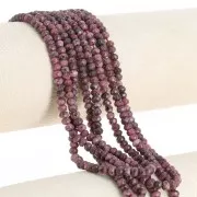 Cuentas facetadas redondas aplanadas 4x3 mm Cuarzo Rosa Oscuro tintado x35cm