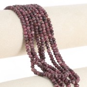 Cuentas redondas facetadas aplanadas 4x3mm Cuarzo Rosa Oscuro teñido gemstonex35cm