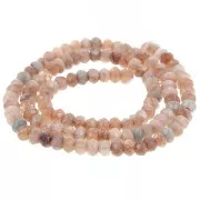 Cuentas redondas aplanadas facetadas 4.5x3mm piedra preciosa teñida Cuarzo Salmón 35cm