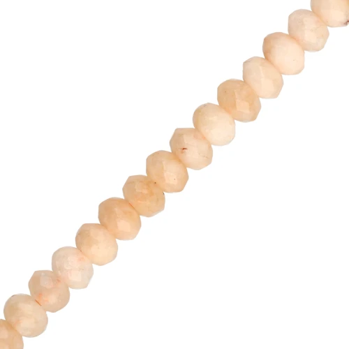 Cuentas redondas aplanadas facetadas 4.5x3mm piedra preciosa teñida Cuarzo Salmón 35cm
