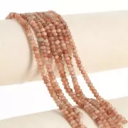 Cuentas redondas facetadas de 4x3 mm de piedra preciosa de color - Cuarzo salmón x35cm