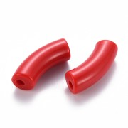 Perlas tubo curvadas 35x11 mm en acrílico opaco - Rojo x6