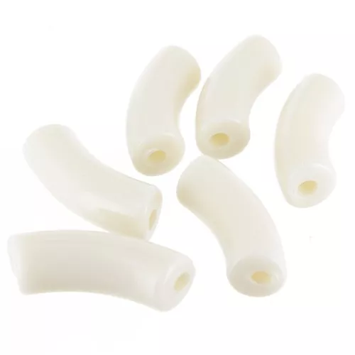 Cuentas tubo curvadas 35x11 mm en acrílico opaco - Marfil x6