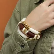 Cuentas tubo curvadas 35x11 mm en acrílico opaco - Marfil x6