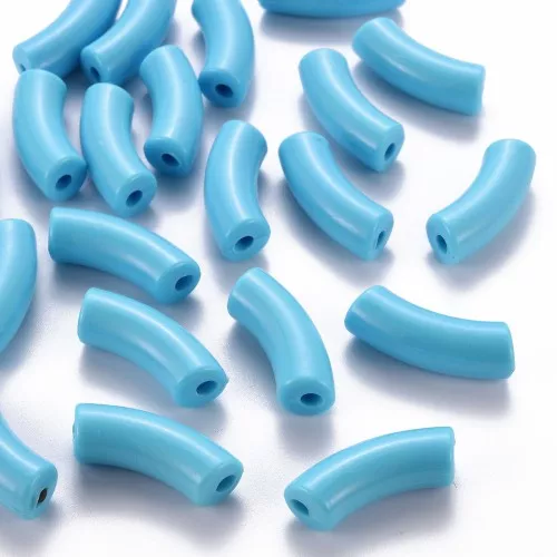 Perlas tubo curvadas 35x11 mm en acrílico opaco - Azul claro x6