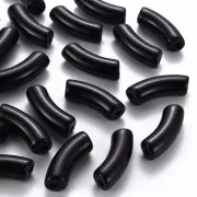 Perlas de tubo curvado 35x11 mm en acrílico opaco - Negro x6