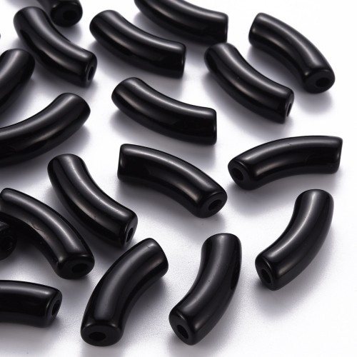 Perlas de tubo curvado de acrílica opaca 35x11 mm - Negro x6