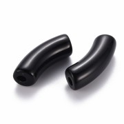 Perlas de tubo curvado 35x11 mm en acrílico opaco - Negro x6