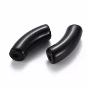 Perlas de tubo curvado 35x11 mm en acrílico opaco - Negro x6
