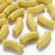 Perlas de tubo curvado de acrílica opaca 35x11 mm - Amarillo x6