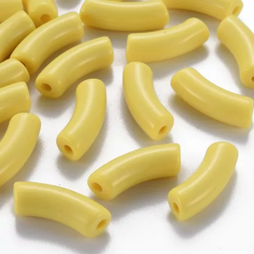 Perlas de tubo curvado 35x11 mm en acrílico opaco - Amarillo x6