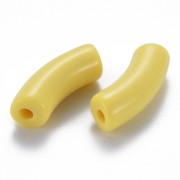 Perlas de tubo curvado 35x11 mm en acrílico opaco - Amarillo x6