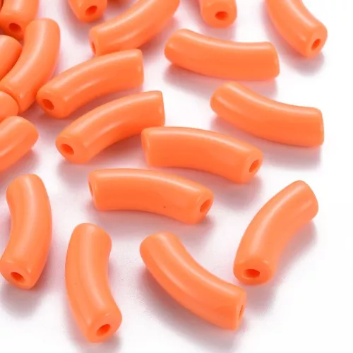 Perlas tubo curvadas 35x11 mm en acrílico opaco - Naranja x6